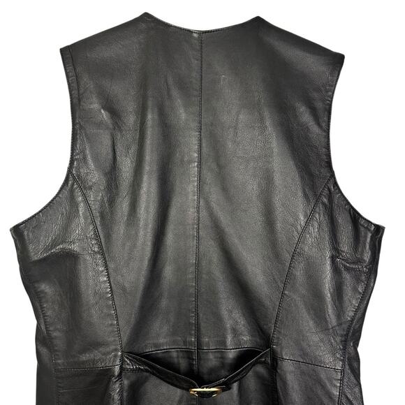 Vintage Bagatelle Black 100% Cow Leather Vest with Brushed Gold Hardware Size L - Picture 7 of 13